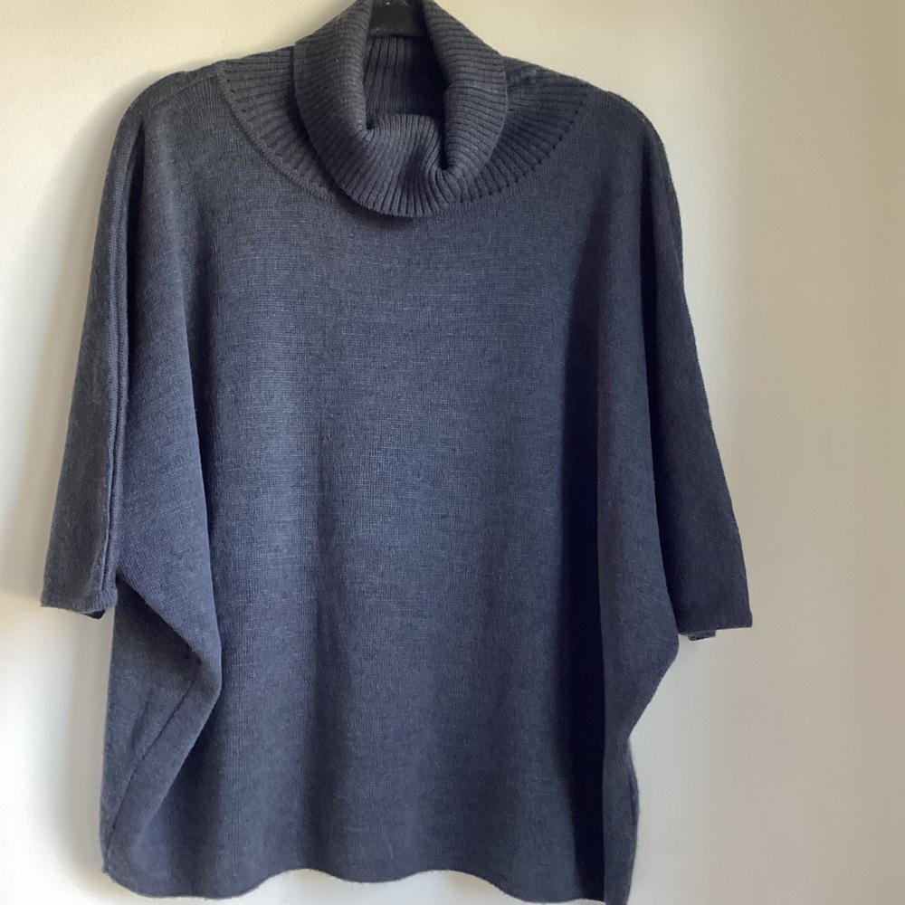 Isolde Roth Sweater Womens Large Grey Turtleneck Merino Wool Blend Minimalist